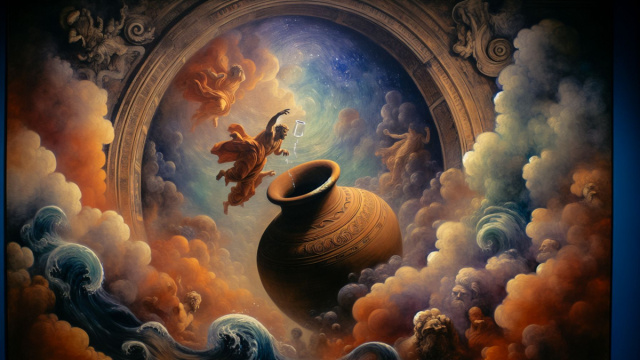 Numero 7 della Smorfia napoletana, 'o vasetto per i Pesci. &copy; Immagine creata con Dall-E