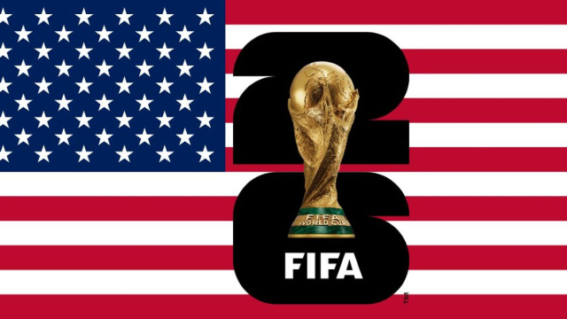 La bandiera Usa e la coppa del mondo FIFA.