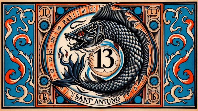 Numero 13 della Smorfia napoletana, Sant'Antuono, Pesci. &copy; Immagine creata con Dall-E