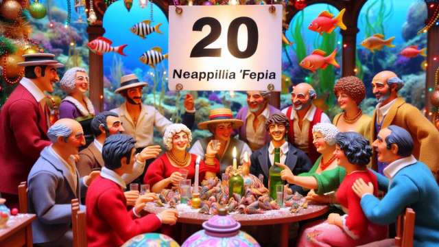 Numero 20 della Smorfia napoletana, 'a festa, per l'Acquario. &copy; Immagine creata con Dall-E