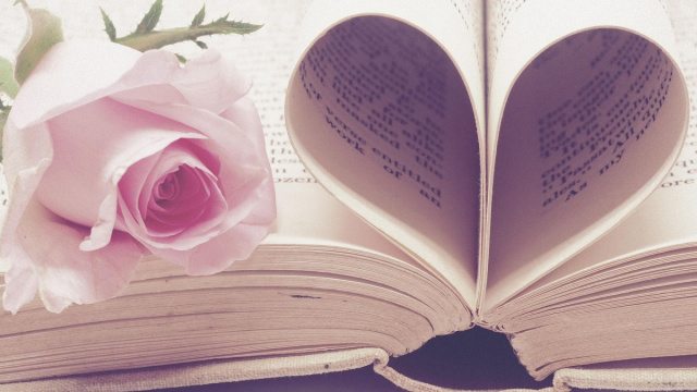 Rosa su un libro piegato a forma di cuore (&copy;pixabay.com)