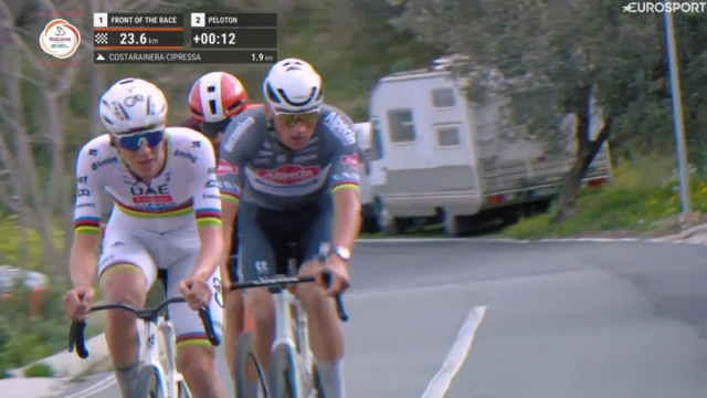 Tadej Pogacar alla Sanremo - &copy; Screenshot Eurosport