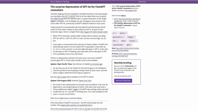 OpenAI Reverses GPT-4o Removal After User Backlash Over GPT-5 ... &copy; Creative Commons