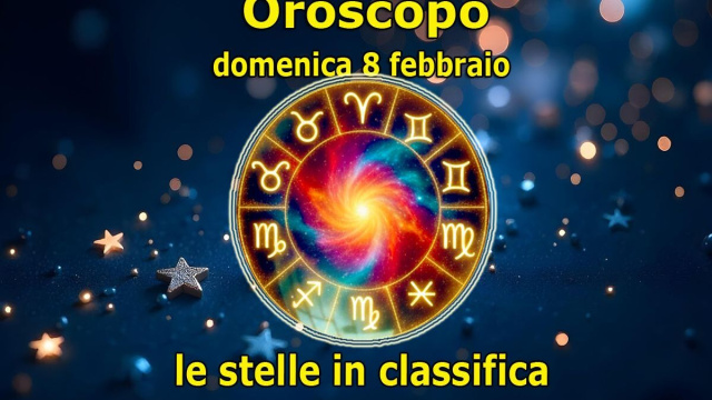 Locandina per l'oroscopo di domenica 8 febbraio e classifica - &copy; Copilot IA.
