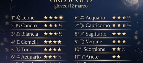Previsioni zodiacali e ranking di giovedì 12 marzo: Leone primo, fascino e sicurezza