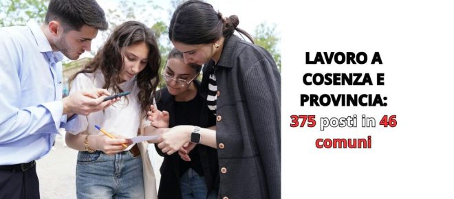 Lavoro a Cosenza, sono 44 i comuni che offrono un'occupazione ai giovani