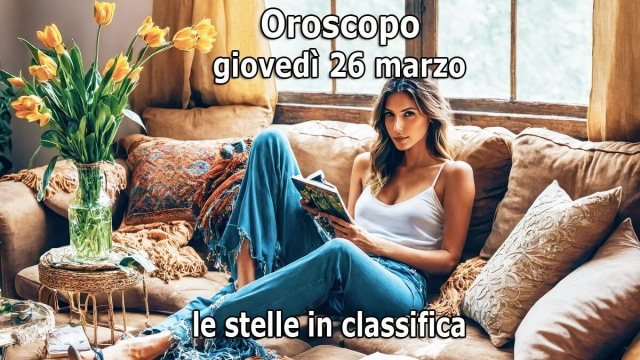 Locandina per l'oroscopo di gioved&igrave; 26 marzo e classifica - &copy; Copilot IA.