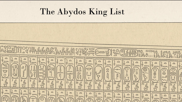 La Lista Reale di Abido. Un elenco dei cartigli di 75 faraoni che ... &copy; Creative Commons