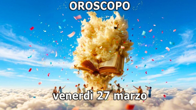 Locandina per l'oroscopo di gioved&igrave; 27 marzo e classifica - &copy; Gemini IA.