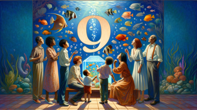Numero 9 della Smorfia napoletana, 'a figliata dell'Acquario. &copy; Immagine creata con Dall-E