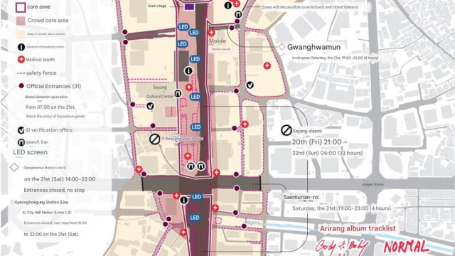 Mappa del concerto dei BTS : r/koreatravel &copy; Creative Commons