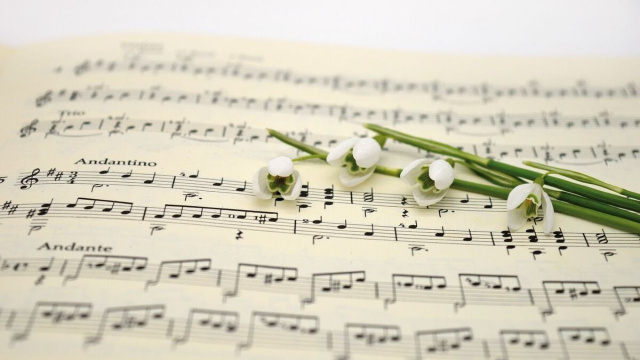 Fiori su uno spartito musicale (&copy;pixabay.com)