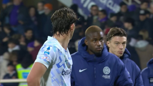 I giocatori dell'Inter dopo il pareggio contro la Fiorentina (Screenshot Dazn).