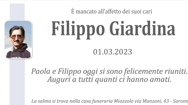 FILIPPO GIARDINA &ndash; Necrologi Online e Annunci Funebri &copy; Creative Commons