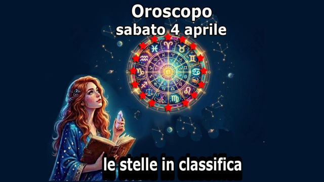Locandina per l'oroscopo di sabato 4 aprile e classifica - &copy; Copilot IA.