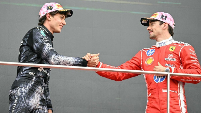 Antonelli (P1) e Leclerc (P3) sul podio a Suzuka