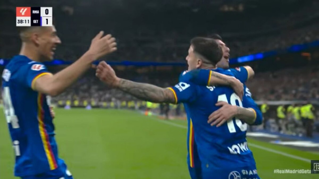 Martin Satriano esulta dopo il gol che ha deciso Real Madrid - Getafe (Screenshot/DAZN-Youtube).