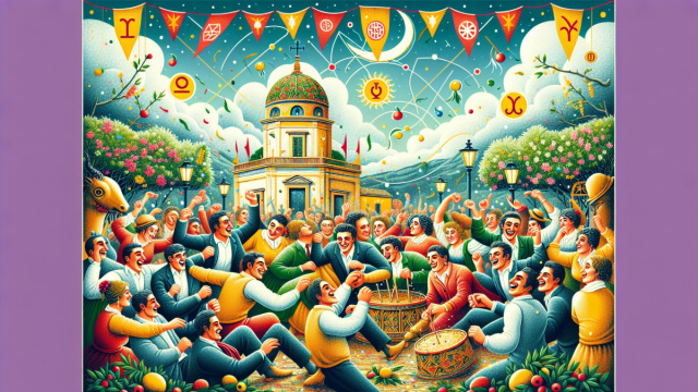 Numero 20 della Smorfia napoletana, 'a festa, Sagittario. &copy; Immagine creata con Dall-E