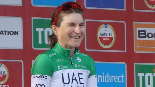 Longo Borghini in maglia tricolore all'Amstel Gold Race 2025