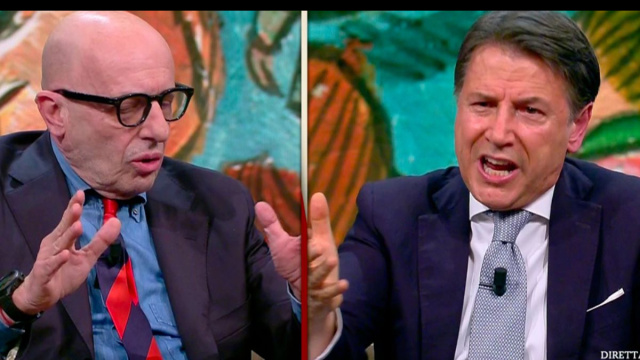 Alessandro Sallusti e Giuseppe Conte ospiti di Dimarted&igrave; (&copy; La7)