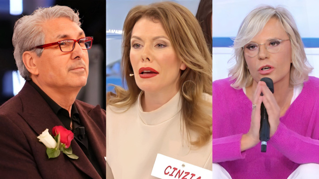 Mario Lenti, Cinzia Paolini e Maria De Filippi - screenshot &copy; Canale 5