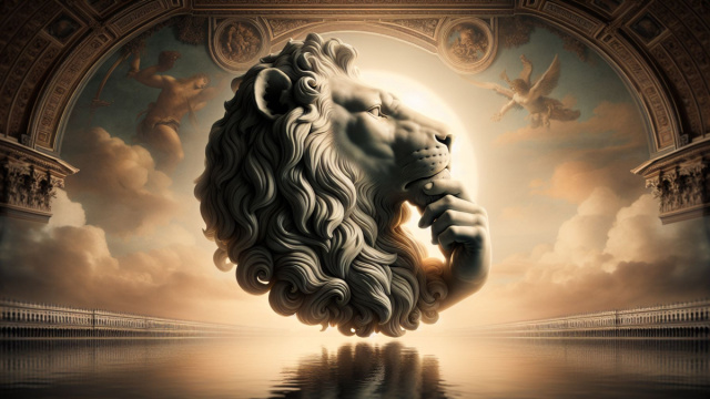 Numero 34 della Smorfia napoletana, 'a capa, per il Leone. &copy; Immagine creata con Dall-E