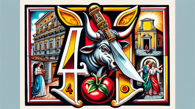 Numero 41 della Smorfia napoletana, 'o curtiello, abbinato al Toro. &copy; Immagine creata con Dall-E