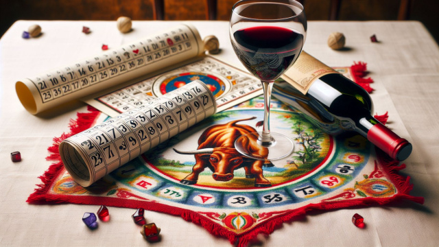 Numero 45 della Smorfia napoletana, 'o vino bbuono per il Toro. &copy; Immagine creata con Dall-E