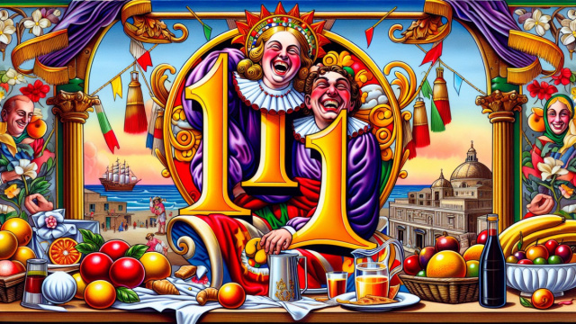 Numero 19 della Smorfia napoletana, 'a resata per i Gemelli. &copy; Immagine creata con Dall-E