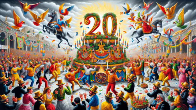 Numero 20 della Smorfia napoletana, 'a festa, Leone. &copy; Immagine creata con Dall-E