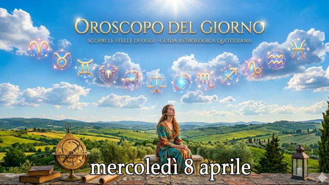 Locandina per l'oroscopo di mercoled&igrave; 8 aprile 2026 - &copy; Gemini IA.