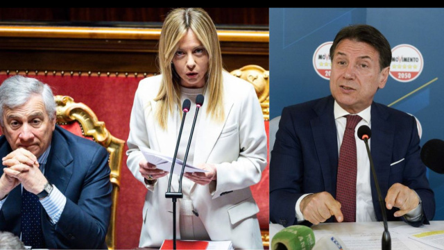 Antonio Tajani, Giorgia Meloni, Giuseppe Conte (&copy; Facebook)