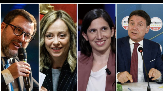 Matteo Salvini, Giorgia Meloni, Elly Schlein e Giuseppe Conte (&copy; Facebook)