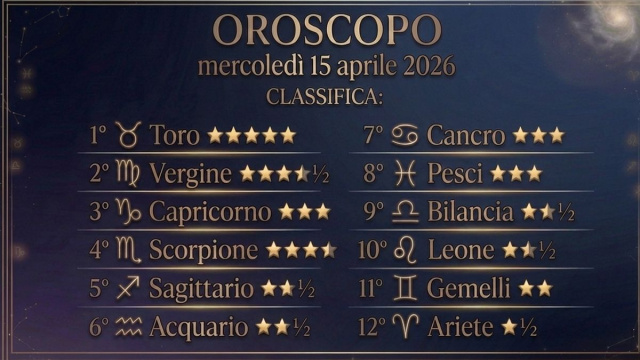 Oroscopo e classifica 15 aprile