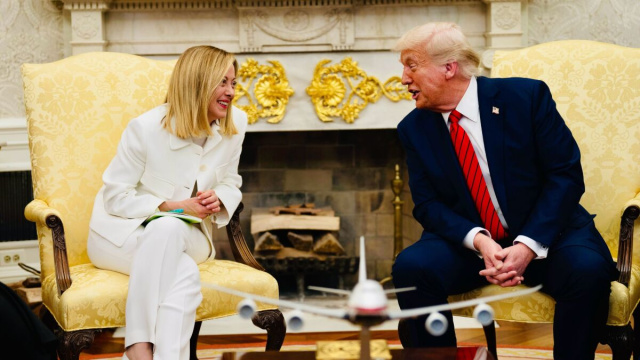 Trump Meloni, incontro 17 aprile 2025. Governo italiano via Wikimedia Commons