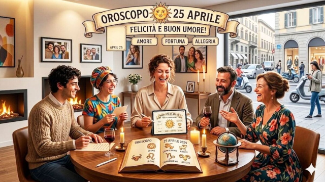 Locandina per l'oroscopo di sabato 25 aprile 2026 - &copy; Gemini IA.