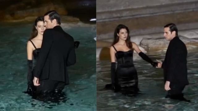 Achille Lauro e Celeste Dalla Porta nella fontana di Trevi. Il ... &copy; Creative Commons