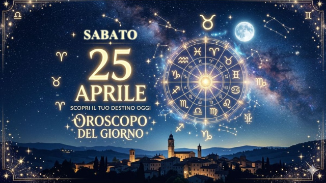 Locandina per l'oroscopo di sabato 25 aprile 2026 - &copy; Pixabay IA.