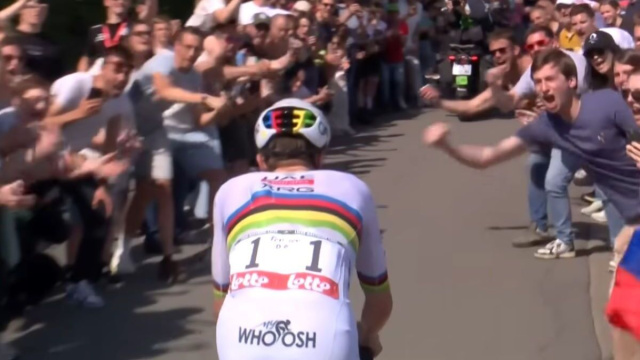 Tadej Pogacar alla Liegi Bastogne Liegi - &copy; Screenshot Eurosport