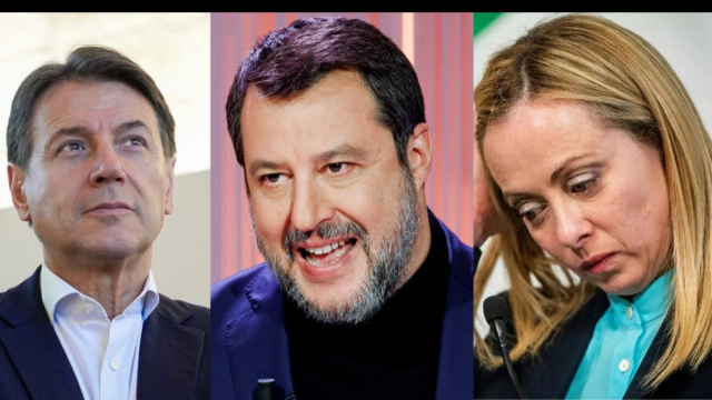 Giuseppe Conte, Matteo Salvini e Giorgia Meloni (&copy; Facebook)