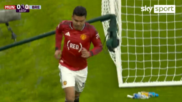 Casemiro dopo il gol dell'uno a zero. (Screenshot Sky).