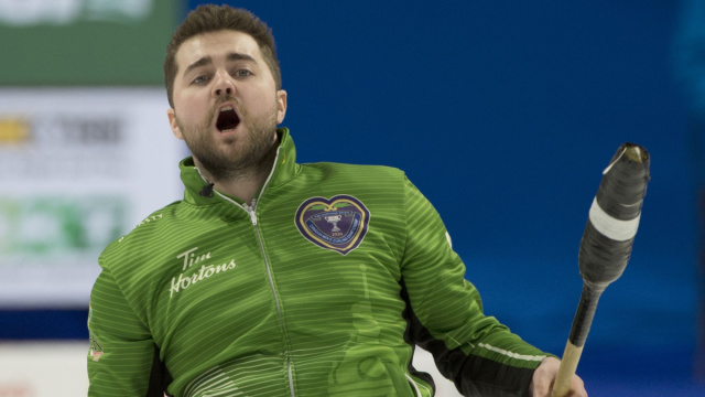 Saskatchewan skip Dunstone yielding corn broom, among last of ... &copy; Creative Commons