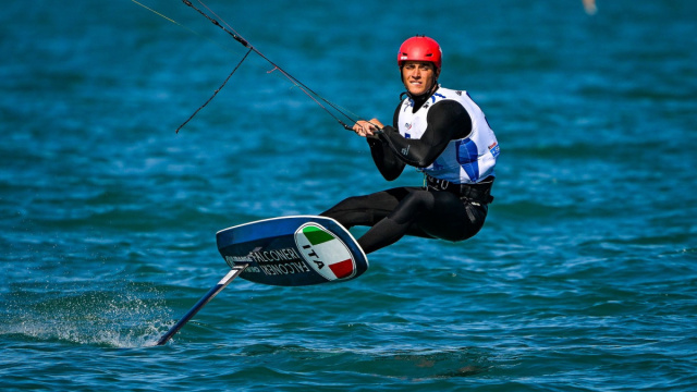 Riccardo Pianosi in finale kite maschile oggi in tv, vela Parigi 2024 &copy; Creative Commons