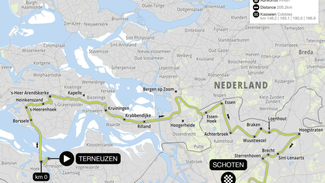 Scheldeprijs 2026, il percorso (Altimetria e Planimetria ... &copy; Creative Commons