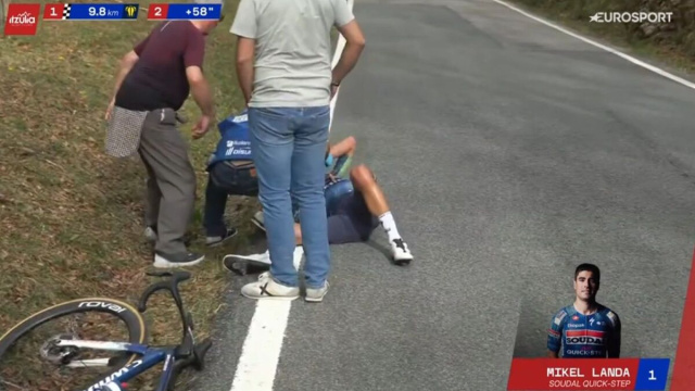 La caduta di Mikel Landa - &copy; Screenshot Eurosport