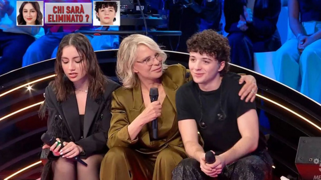 In foto Angie, Maria De Filippi e Lorenzo ad Amici &copy; Mediaset