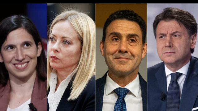 Elly Schlein, Giorgia Meloni, Roberto Vannacci e Giuseppe Conte (&copy; Facebook)