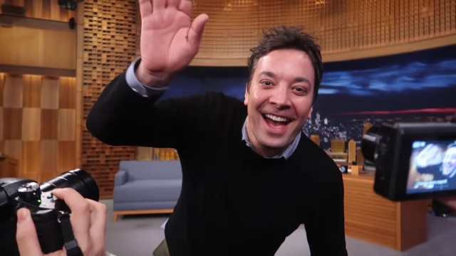 Fallon on the set of The Tonight Show in 2019