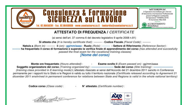 Attestato Sicurezza sul Lavoro: come riconoscere se &egrave; valido ... &copy; Creative Commons