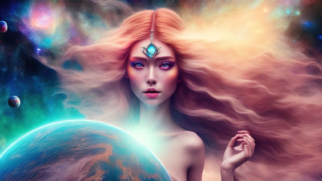 Dea con capelli lunghi e ciondolo sulla fronte &copy; Immagine Pixabay